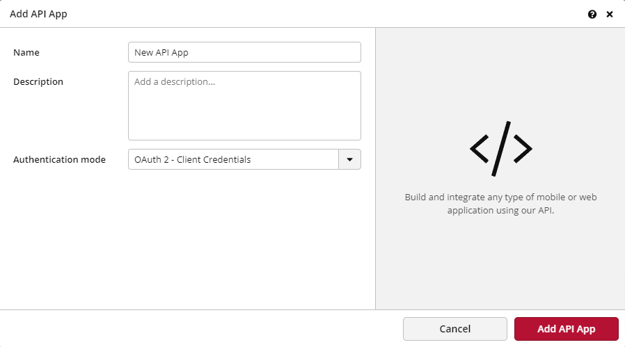 Create New API Application